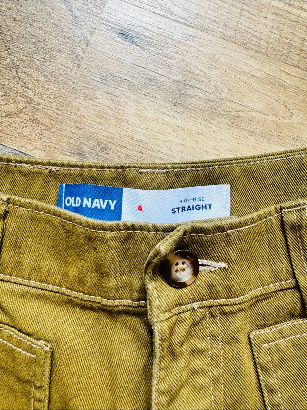 Old Navy High Rise Straight Carpenter Pants 4 Olive Green 100% Cotton Fall Layer - Picture 6 of 7